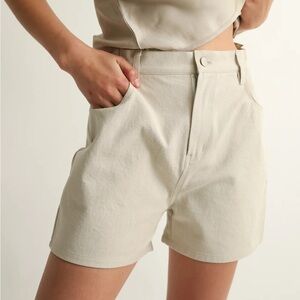 Almina Concept Denim High Waist Shorts in Sandy Gray